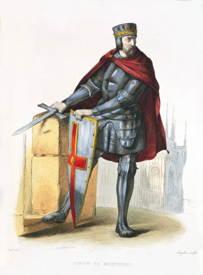 Simon de Montfort Illustration from Le Plutarque Francais by E. Mennechet by Langlois E.